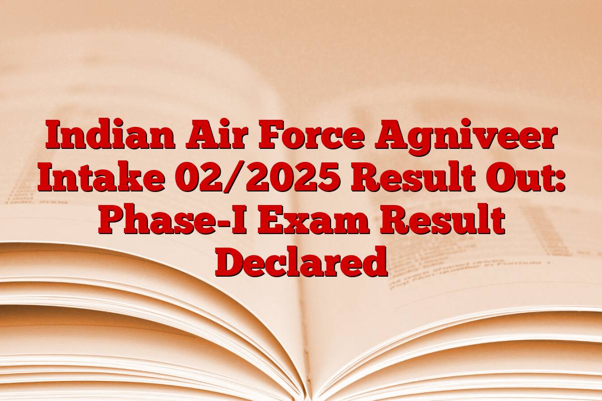 Indian Air Force Agniveer Intake 02/2025 Result Out: Phase-I Exam Result Declared