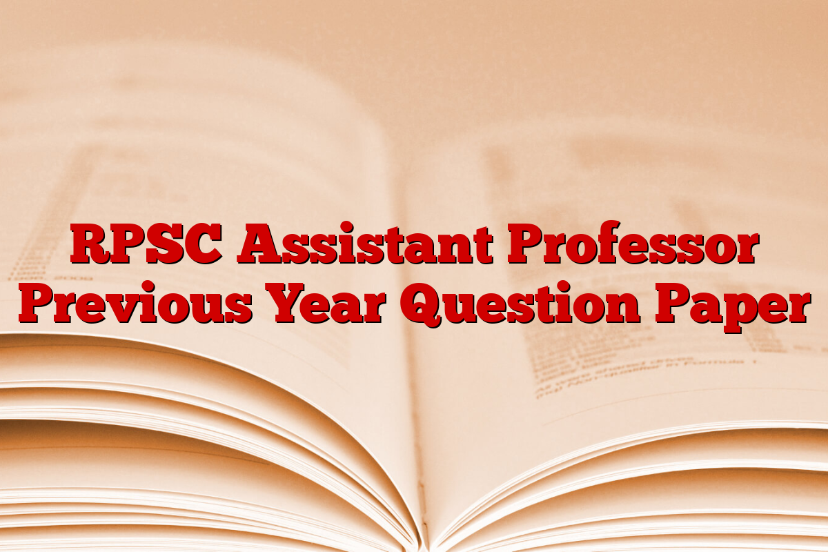 RPSC Assistant Professor Previous Year Question Paper