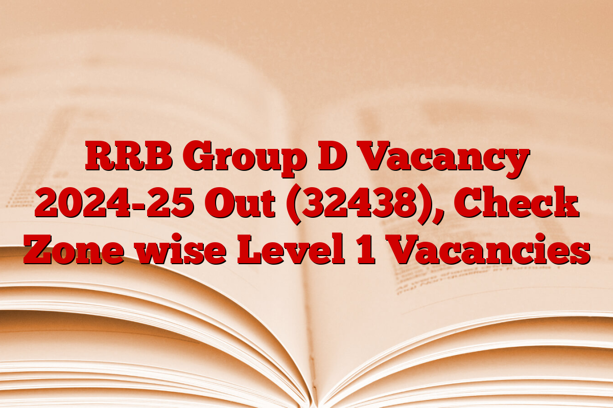 RRB Group D Vacancy 2024-25 Out (32438), Check Zone wise Level 1 Vacancies