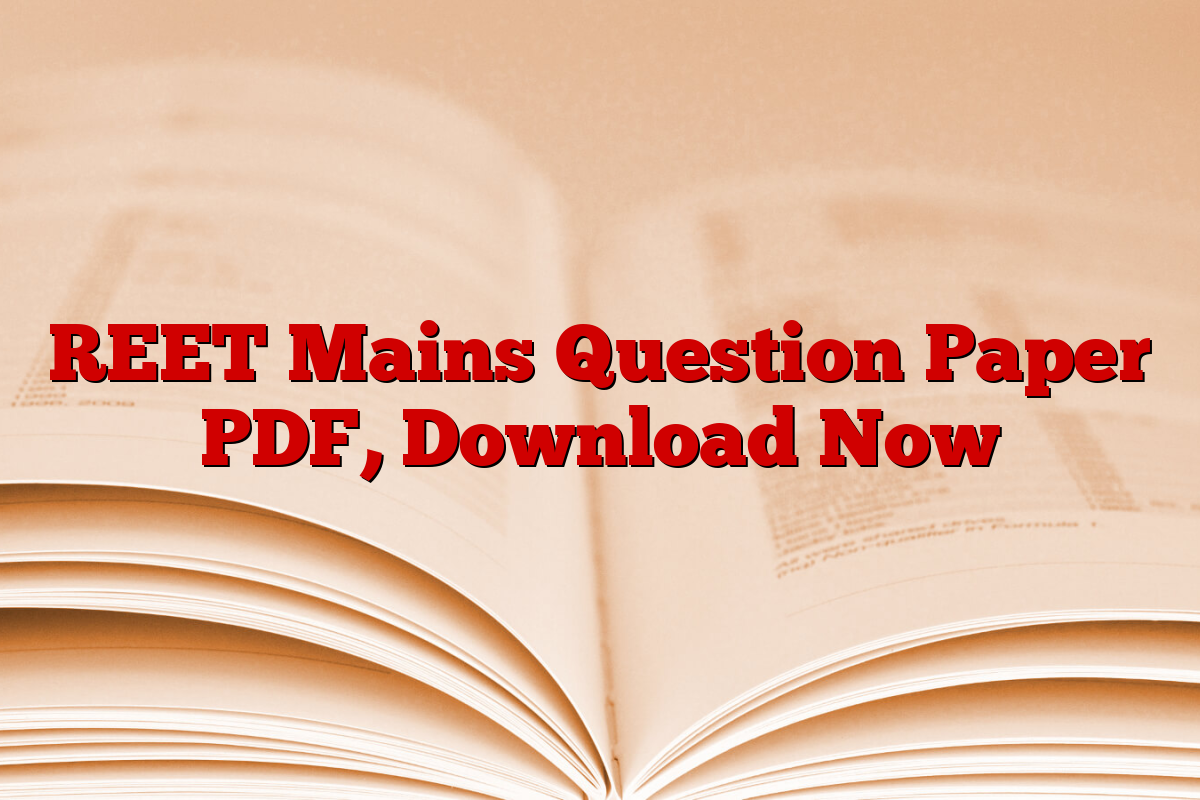 REET Mains Question Paper PDF, Download Now REET Mains Question Paper PDF, Download Now