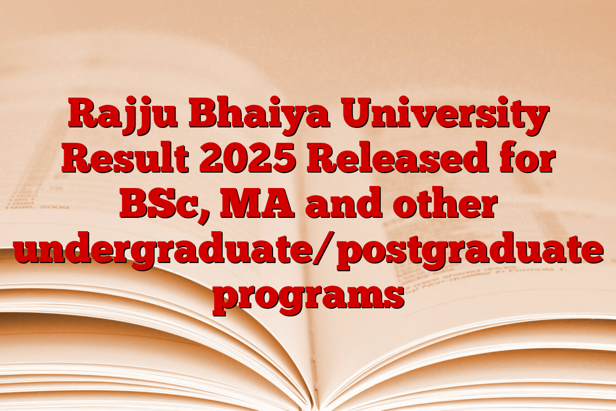 Rajju Bhaiya University Result 2025 Released for BSc, MA and other undergraduate/postgraduate programs