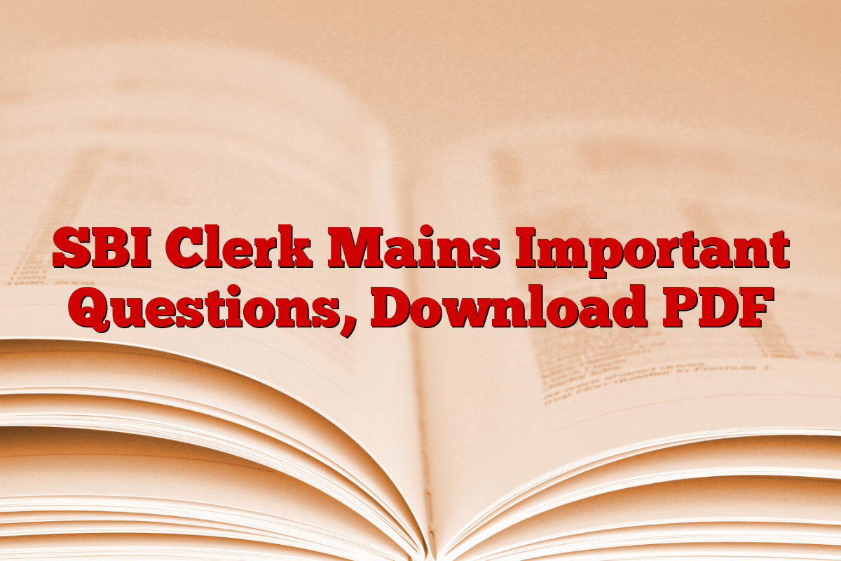 SBI Clerk Mains Important Questions, Download PDF