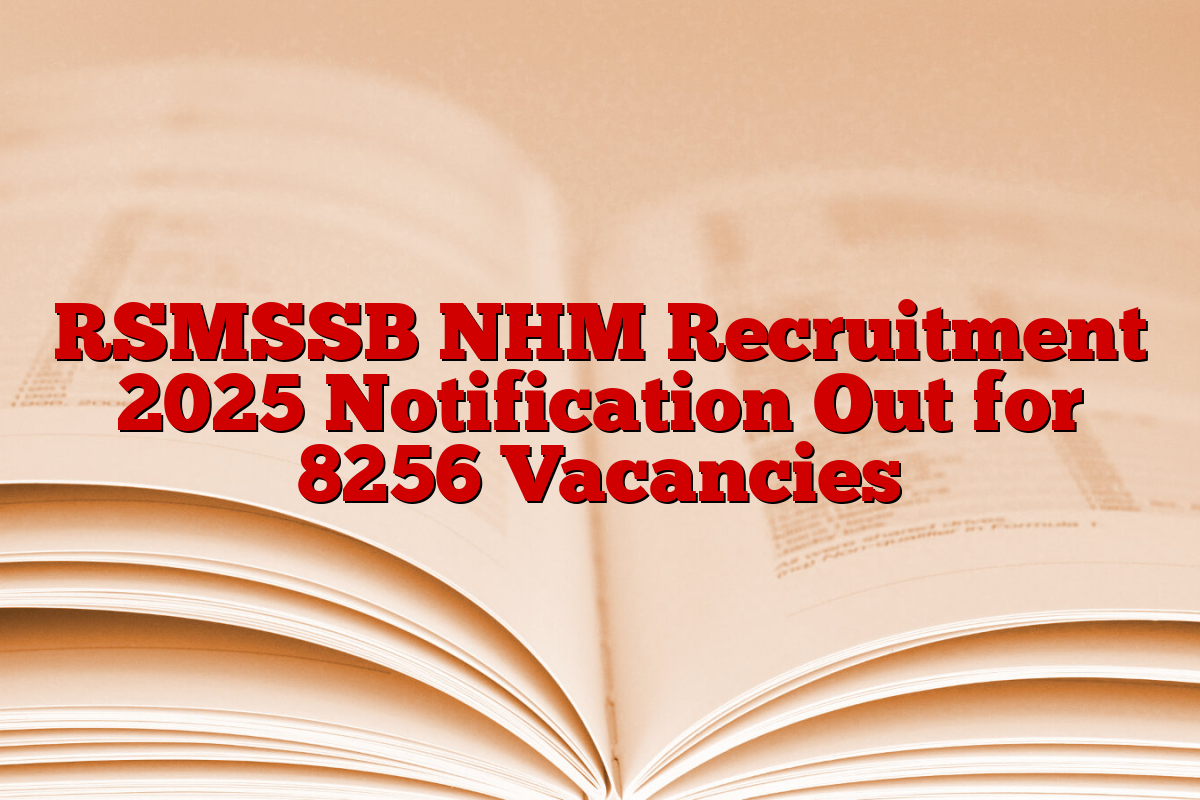 RSMSSB NHM Recruitment 2025 Notification Out for 8256 Vacancies