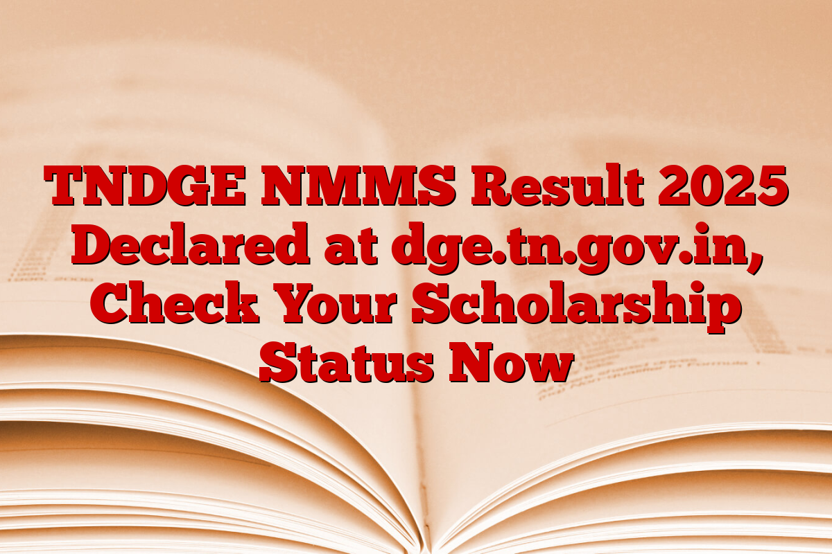 TNDGE NMMS Result 2025 Declared at dge.tn.gov.in, Check Your Scholarship Status Now