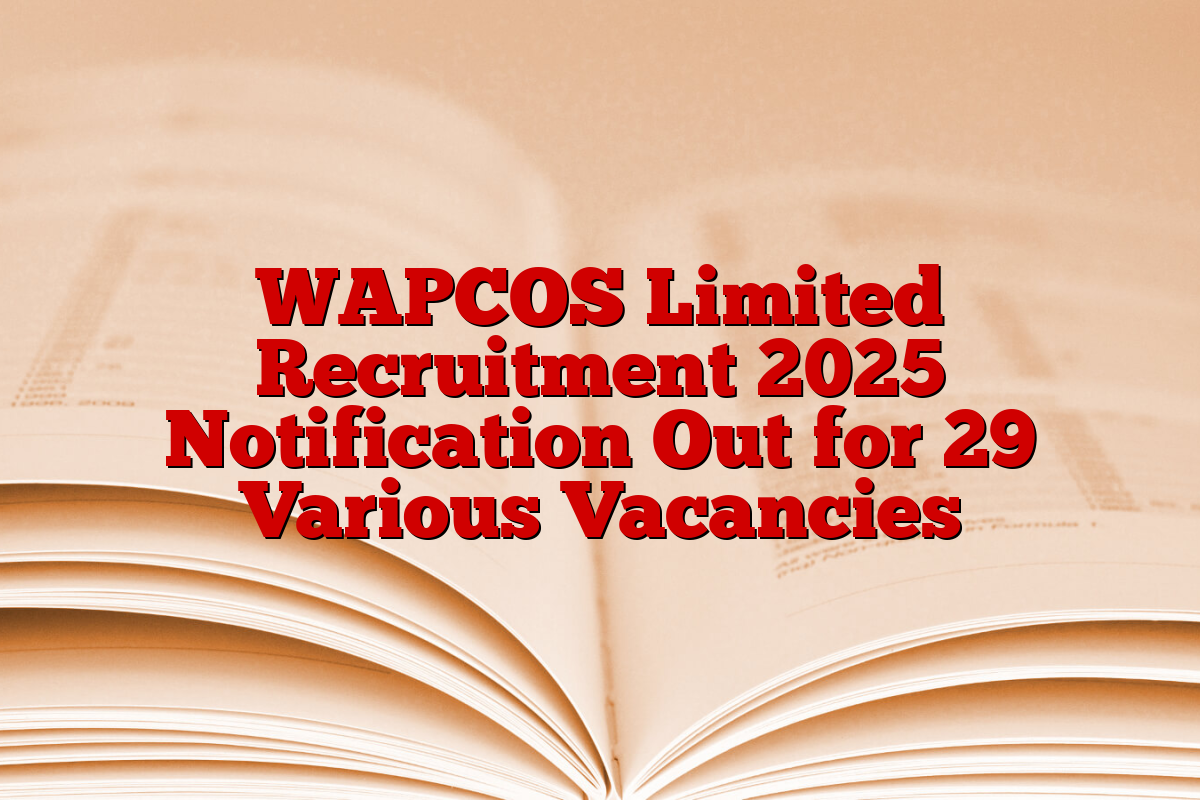 WAPCOS Limited Recruitment 2025 Notification Out for 29 Various Vacancies