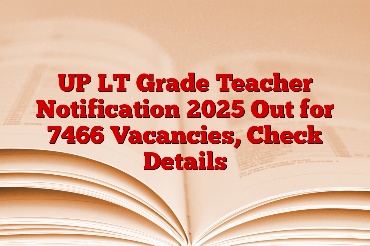 UP LT Grade Teacher Notification 2025 Out for 7466 Vacancies, Check Details